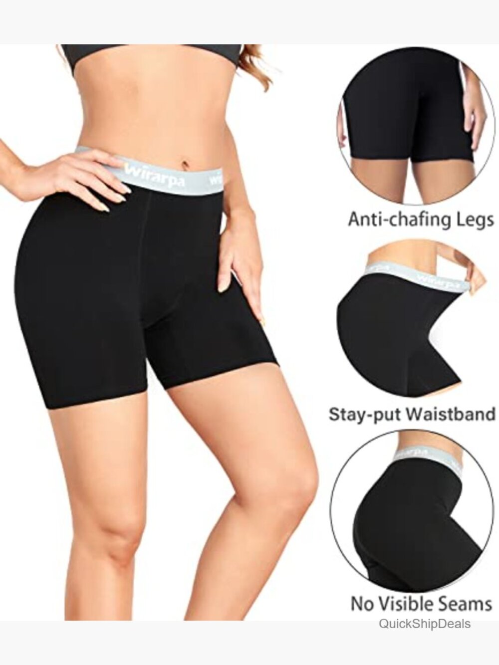 Women's Cotton Boxer Briefs Anti Chafing 5.5" Inseam 4 Pack - Picture 2 of 7